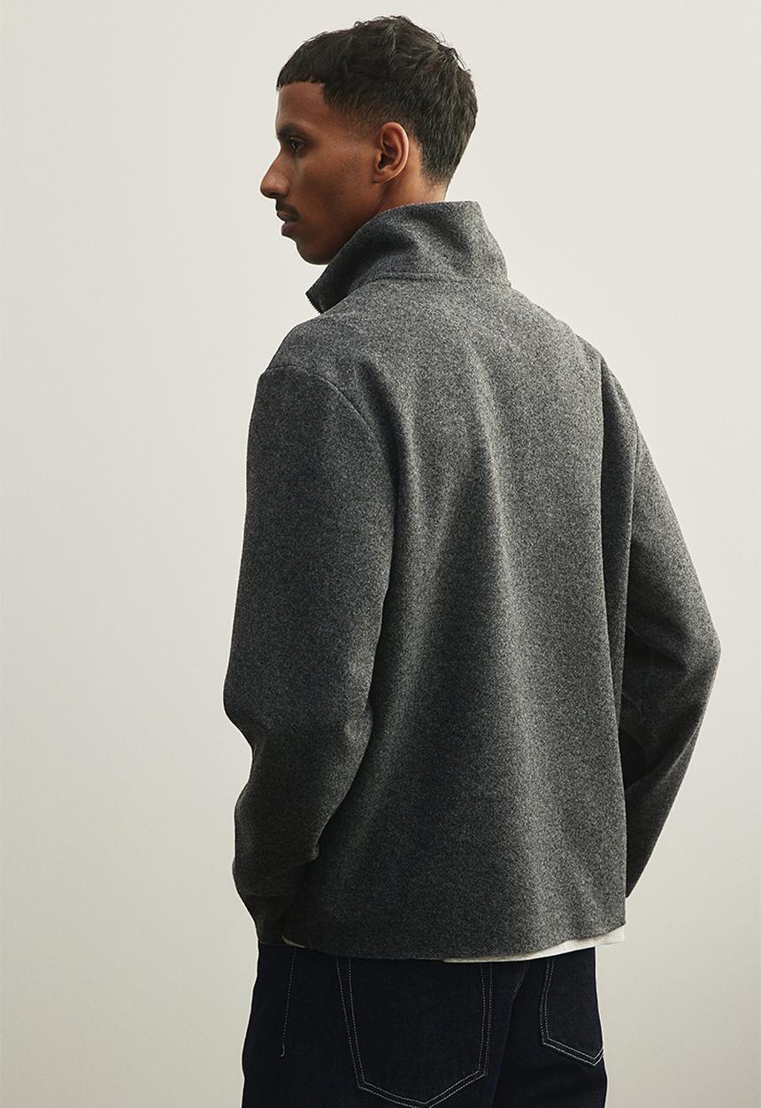 H&M - Regular fit zip-top turtleneck jumper - dark grey 