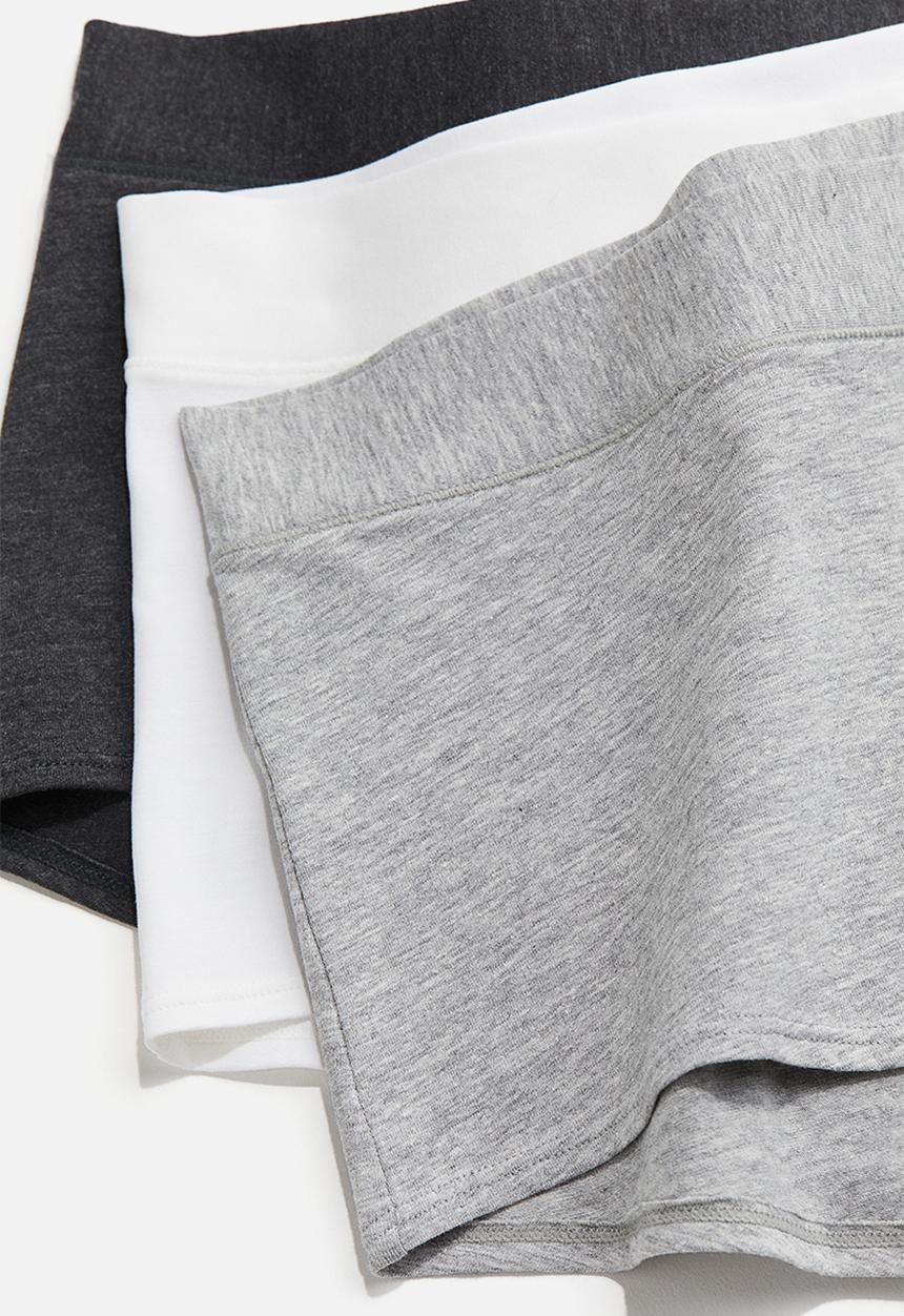 H&M - 3-Pack cotton shortie briefs - grey marl white 