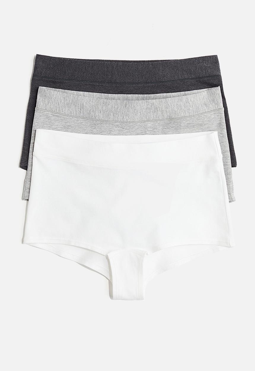 H&M - 3-Pack cotton shortie briefs - grey marl white 