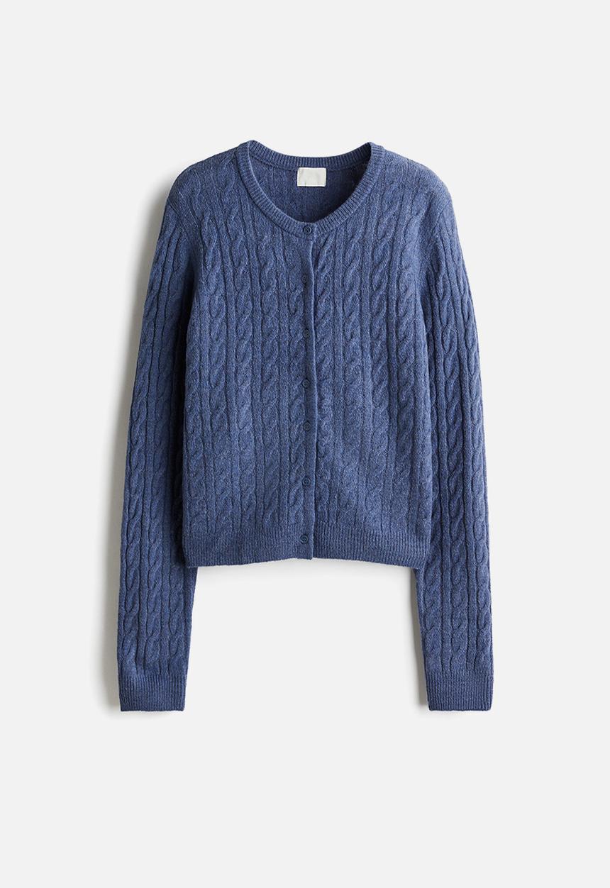 H&M - Cable-knit cardigan - dusty blue