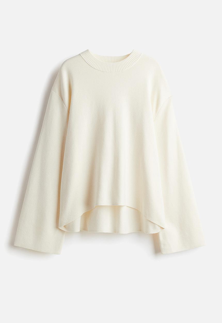 H&M - Oversized curved-hem jumper - cream