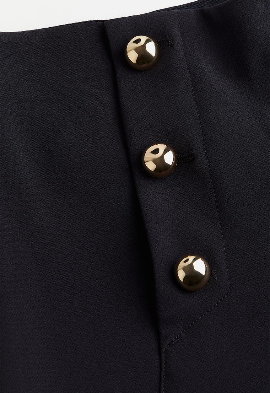 H&M - Button-front twill trousers - navy blue