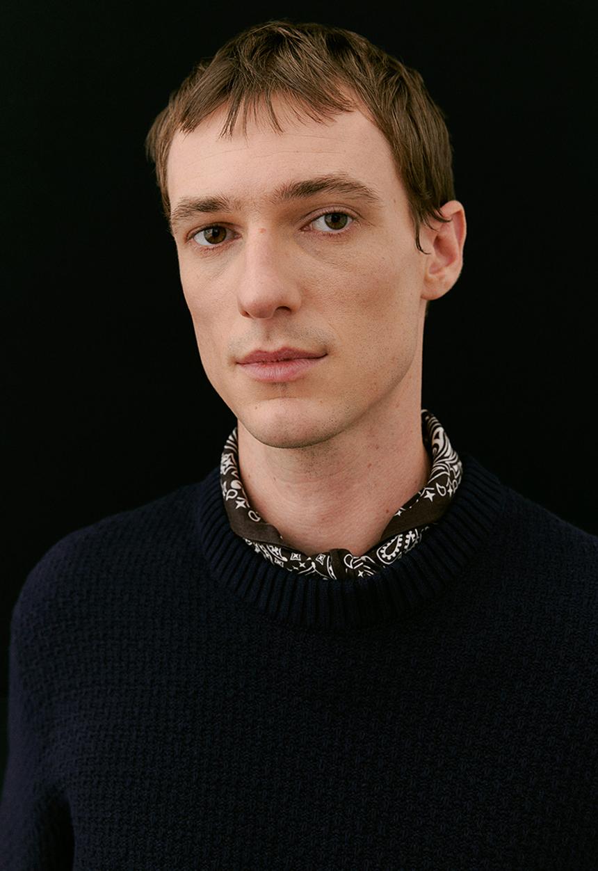 H&M - Regular fit textured-knit jumper - navy blue 