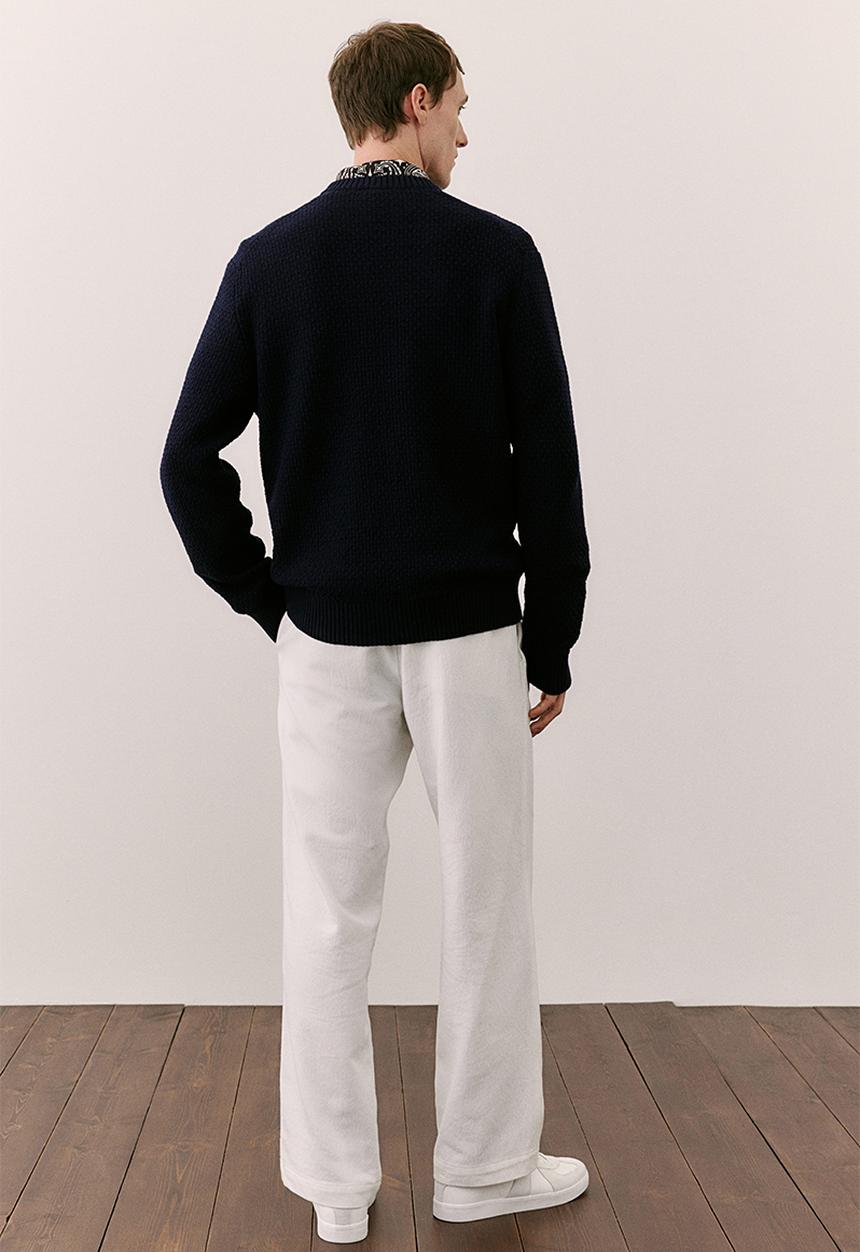H&M - Regular fit textured-knit jumper - navy blue 