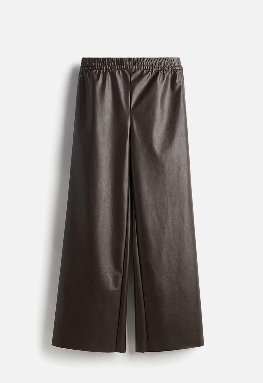 H&M - Wide coated joggers - dark brown