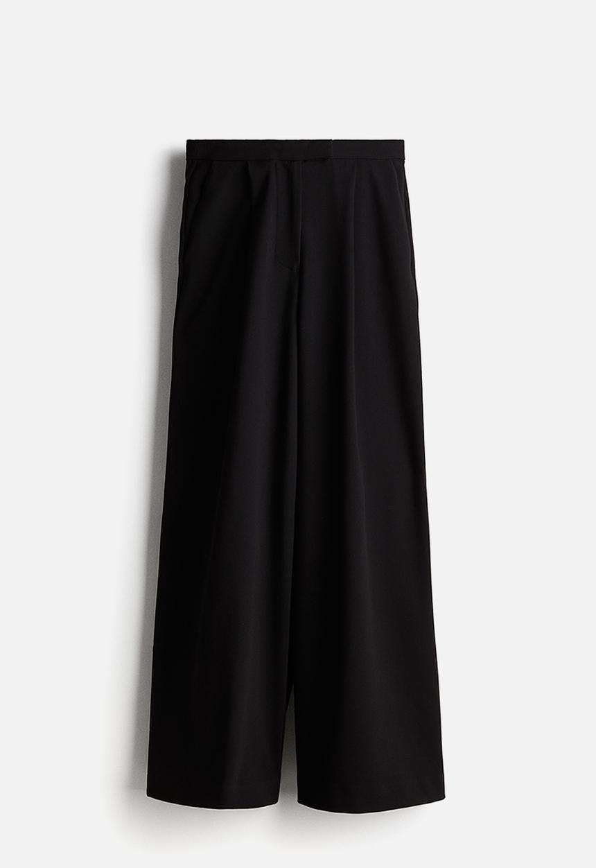H&M - Wide twill trousers - black