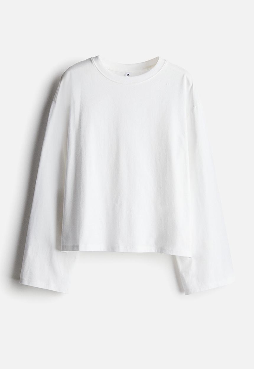 H&M - Long-sleeved cotton top - white