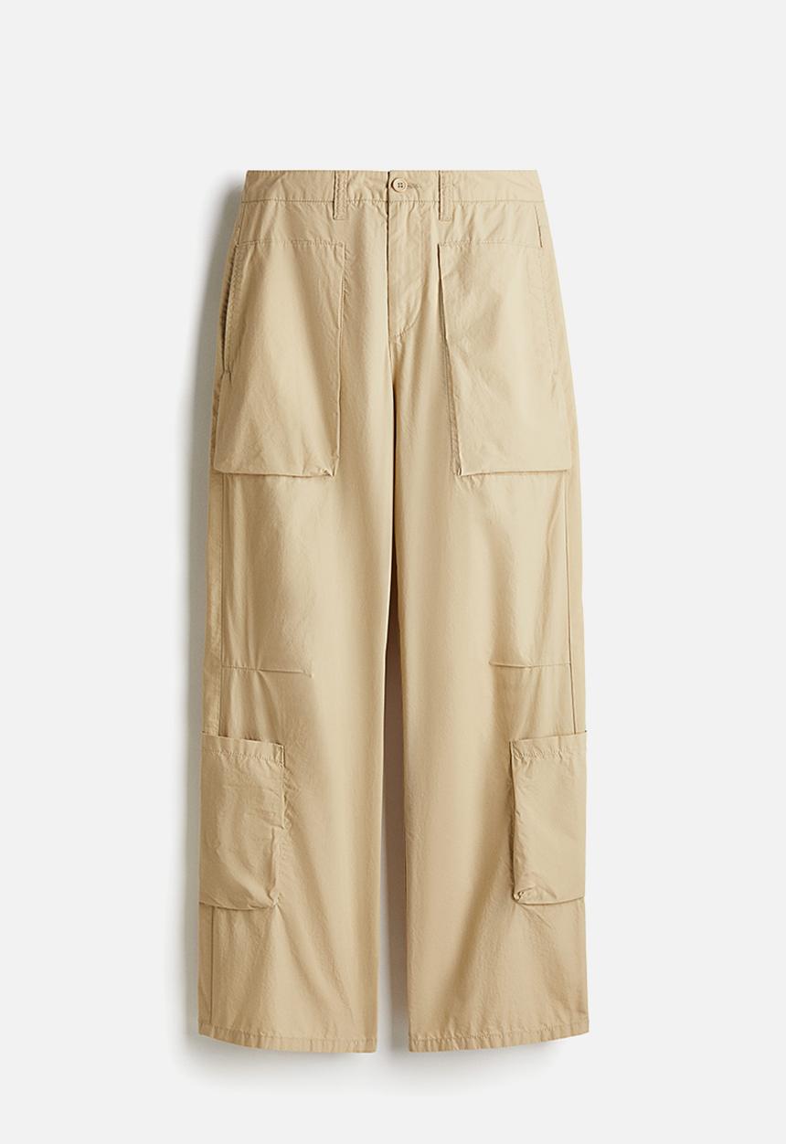 H&M - Cotton cargo trousers - light beige