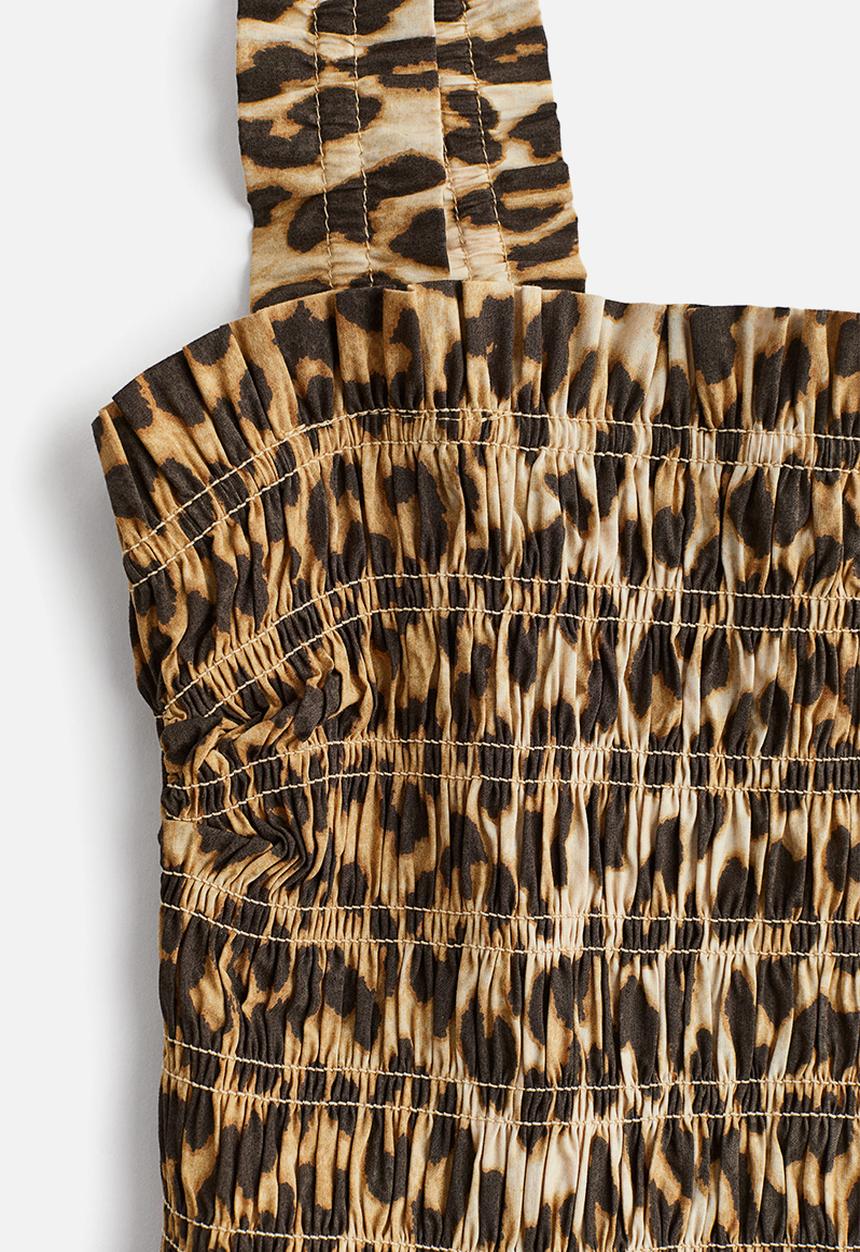 H&M - Smock-topped dress - beige leopard print