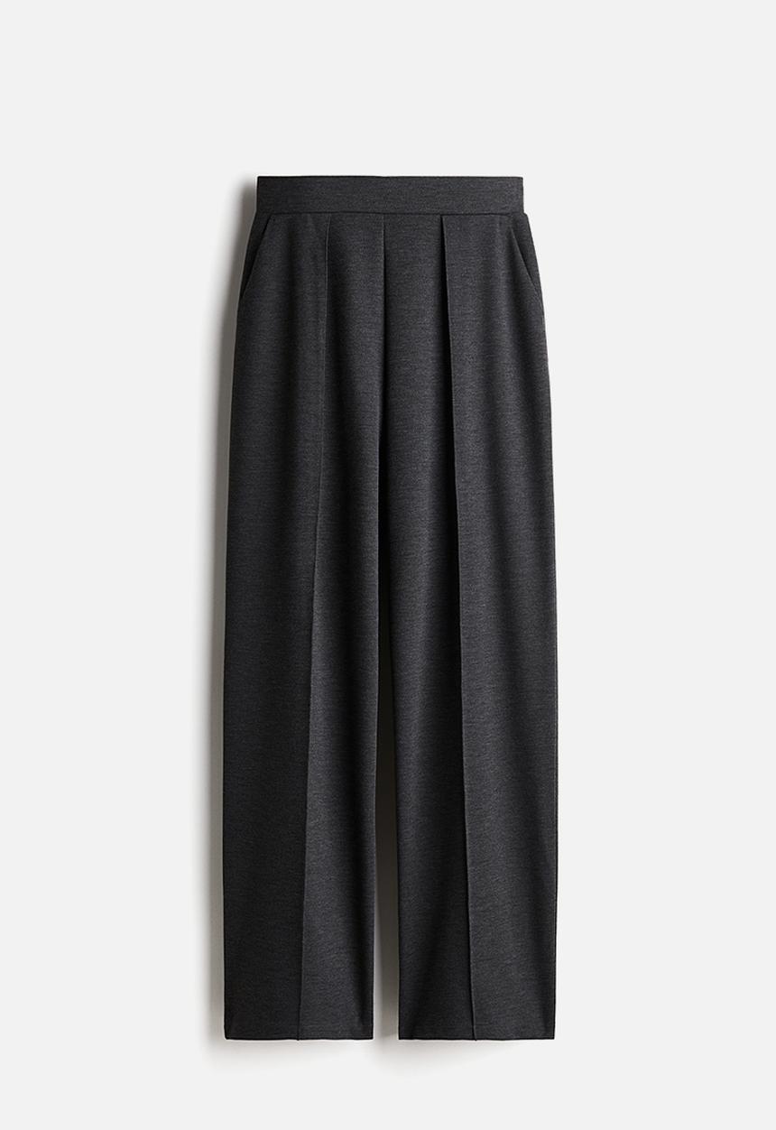 H&M - High-waisted tailored trousers - dark grey marl