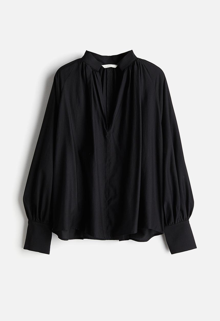 H&M - Balloon-sleeved blouse - black