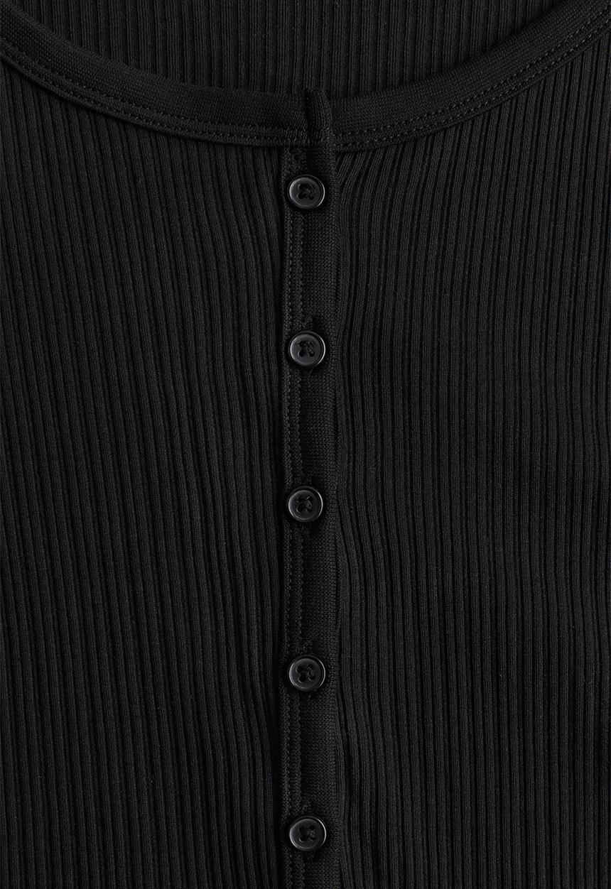 H&M - Ribbed button-front top - black