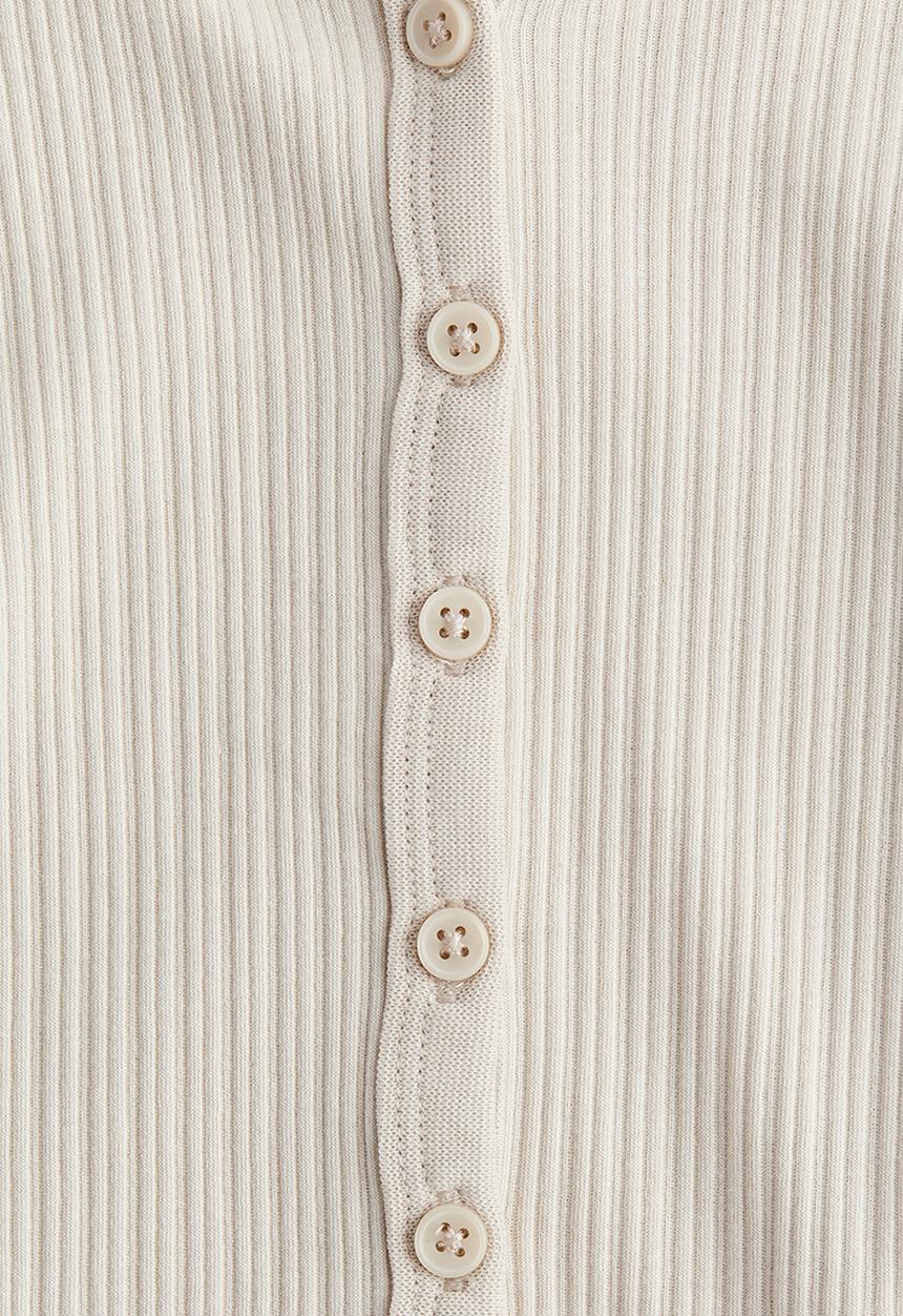H&M - Ribbed button-front top - beige