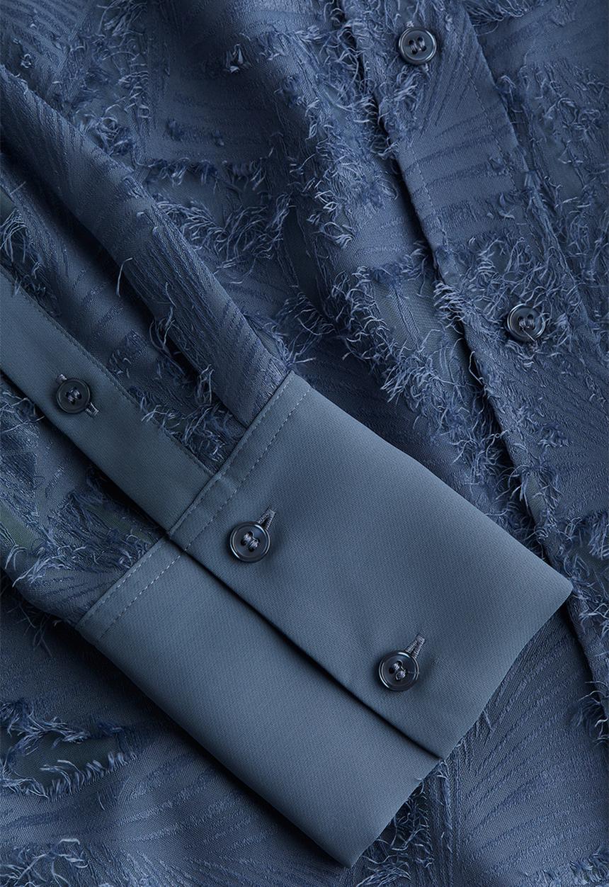 H&M - Textured-weave shirt - pigeon blue