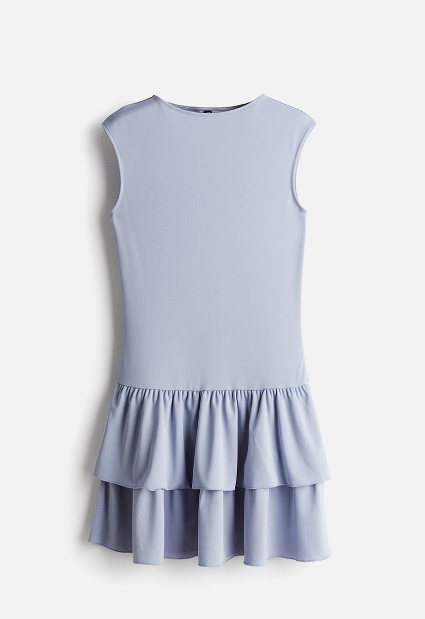 H&M - Tiered-skirt jersey dress - light blue