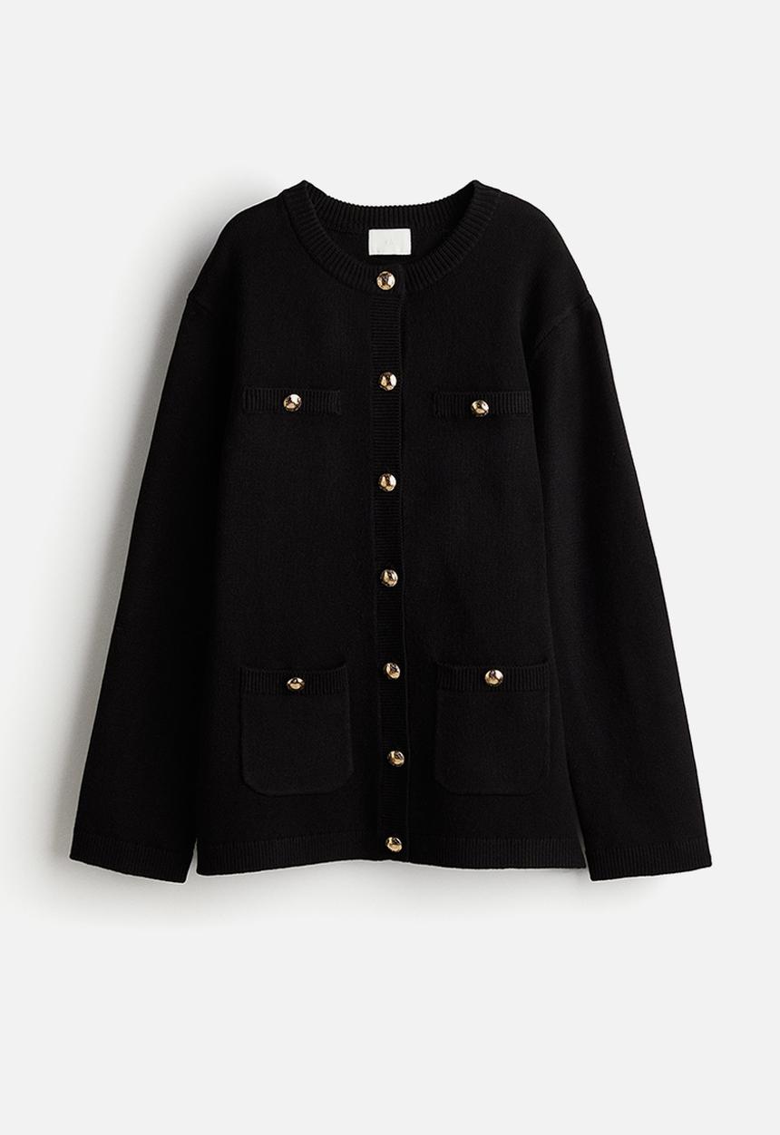 H&M - Button-detail cardigan - black