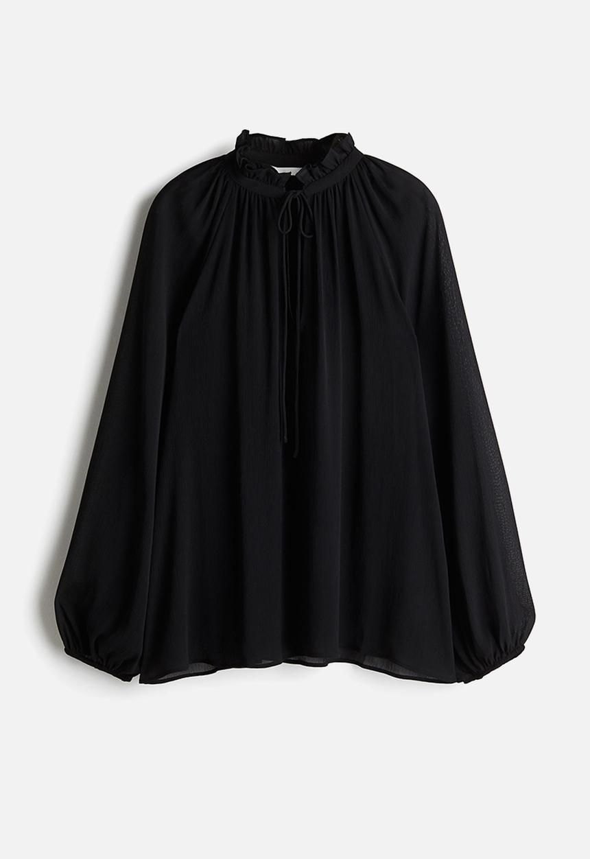 H&M - Crinkled chiffon blouse - black