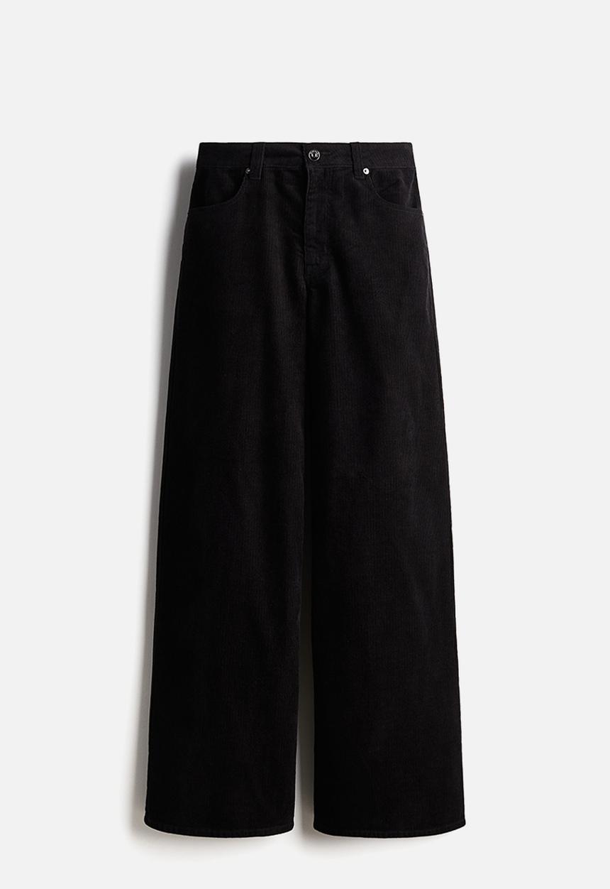 H&M - Wide corduroy trousers - black