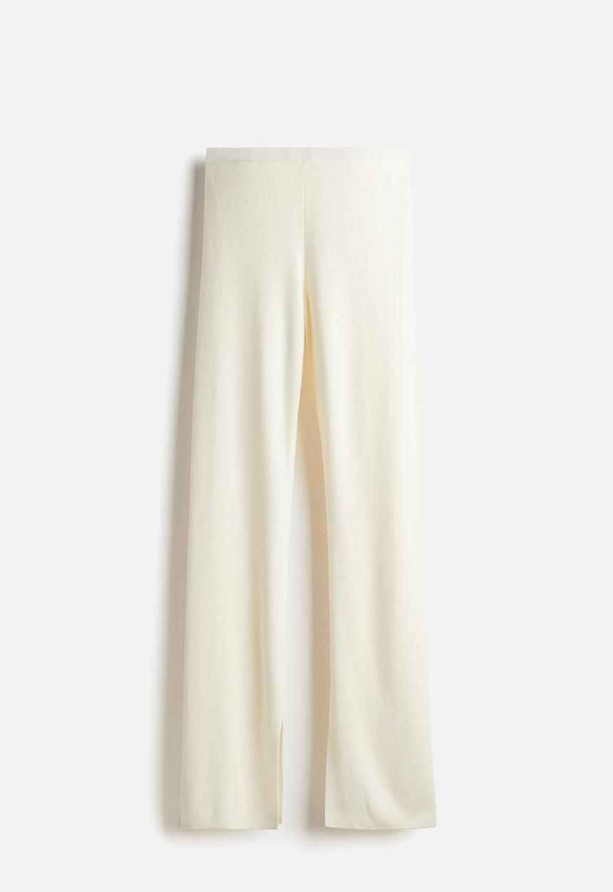 H&M - Fine-knit flared trousers - cream