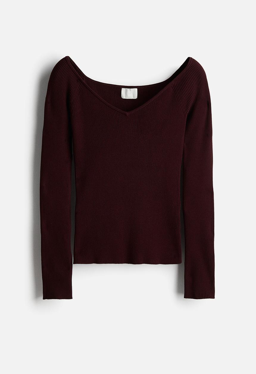 H&M - Off-the-shoulder top - burgundy