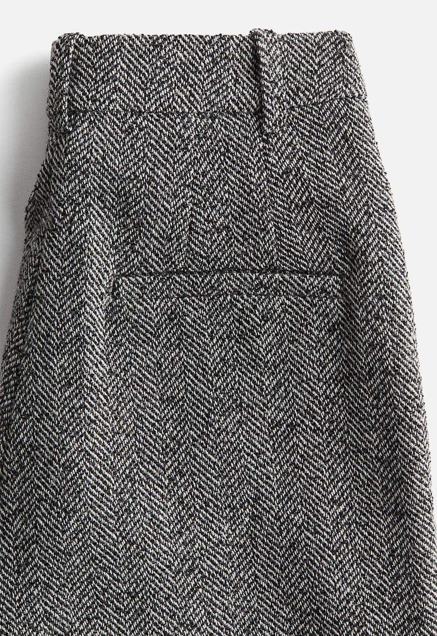 H&M - Wide trousers - grey herringbone-patterned