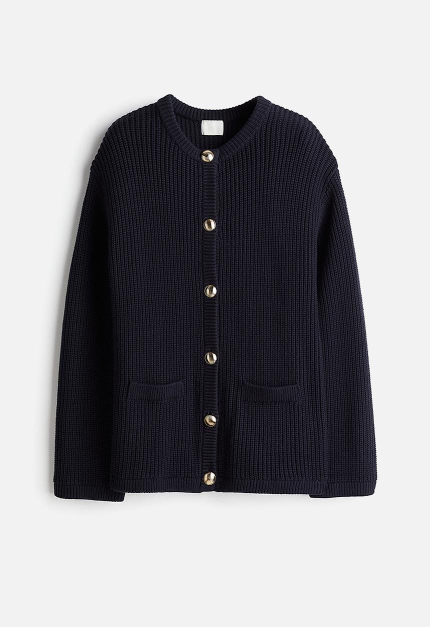 H&M - Rib-knit cardigan - navy blue