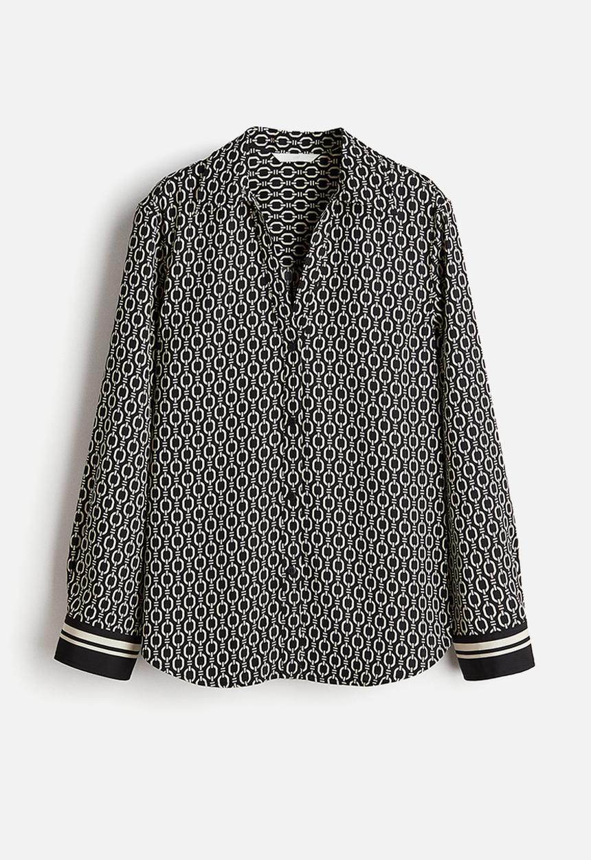 H&M - Long-sleeved shirt - black patterned