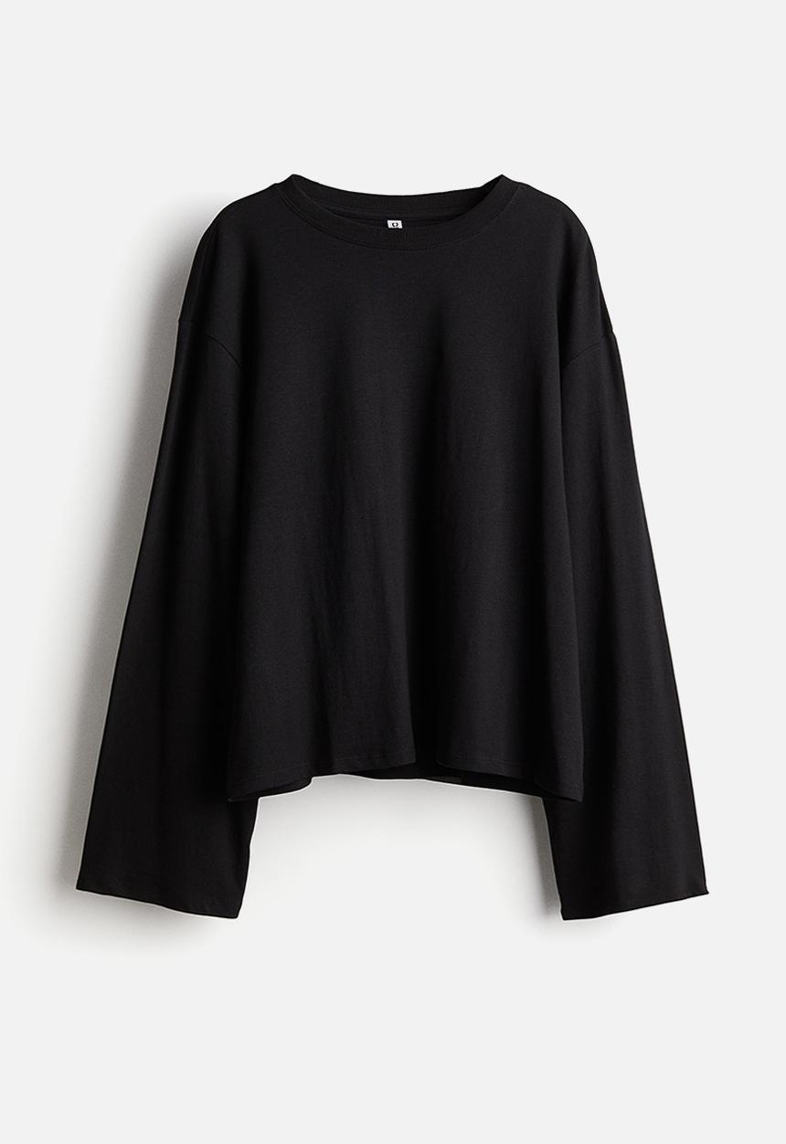 H&M - Long-sleeved cotton top - black