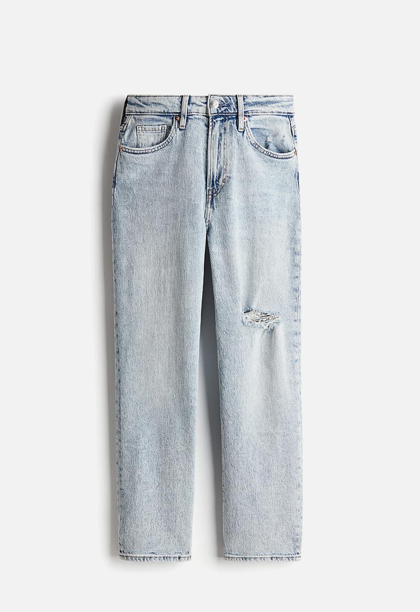 H&M - Curvy fit slim straight high ankle jeans - pale denim blue