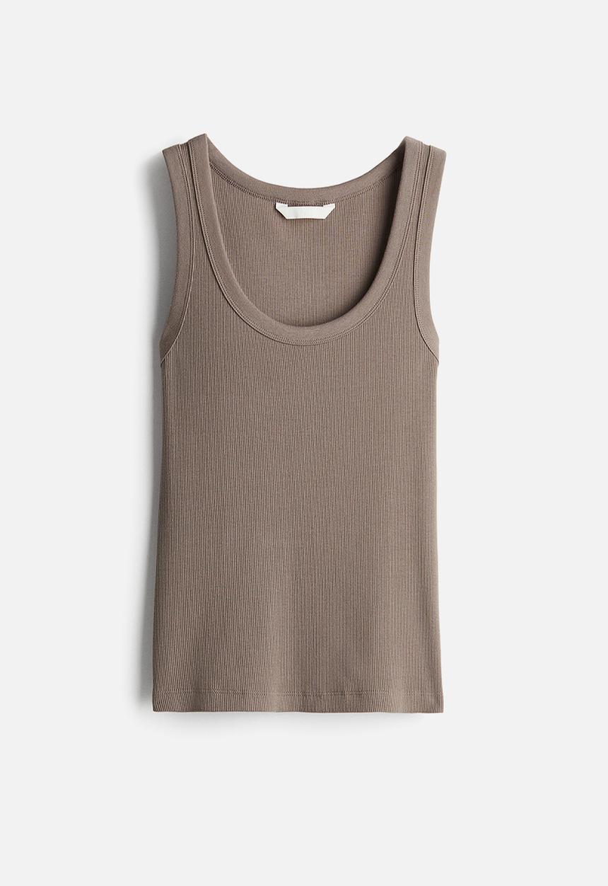 H&M - Ribbed vest top - dark beige