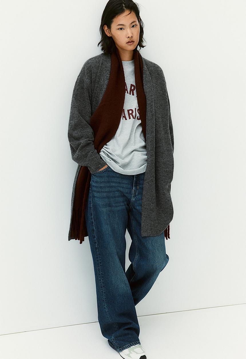 H&M - Long cardigan - dark grey marl 