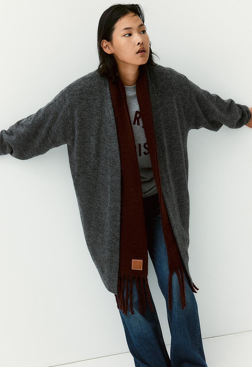 H&M - Long cardigan - dark grey marl 