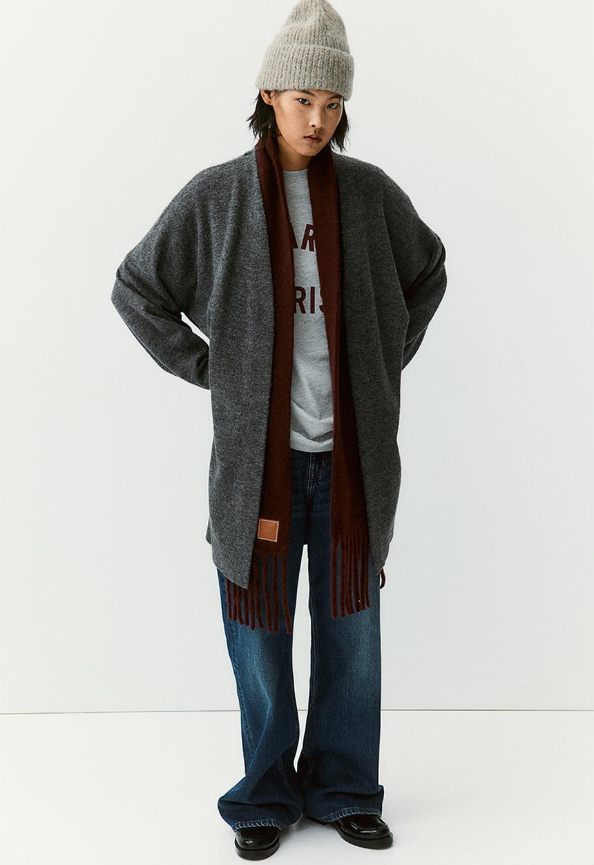 H&M - Long cardigan - dark grey marl 