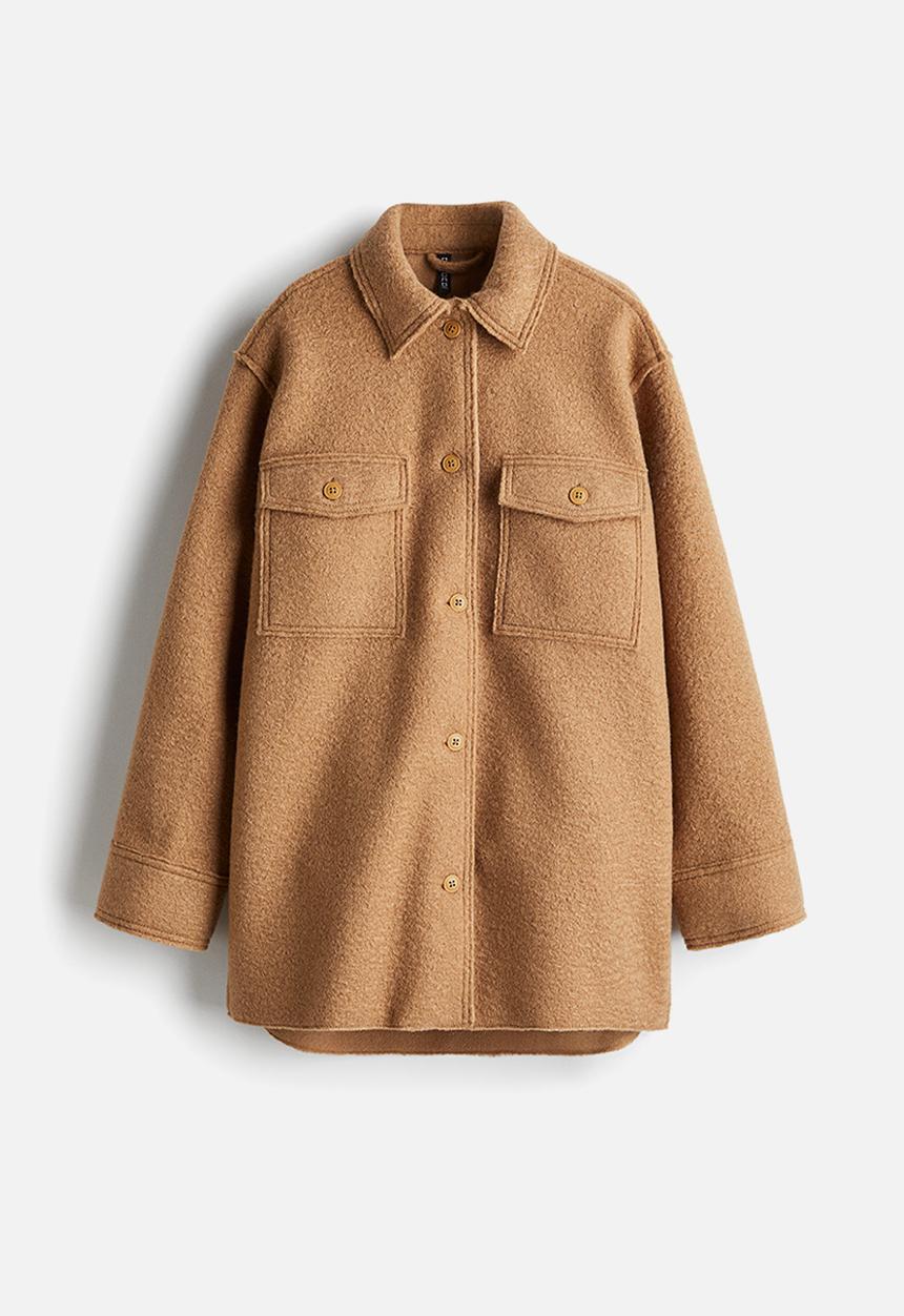 H&M - Brushed-finish felted overshirt - beige