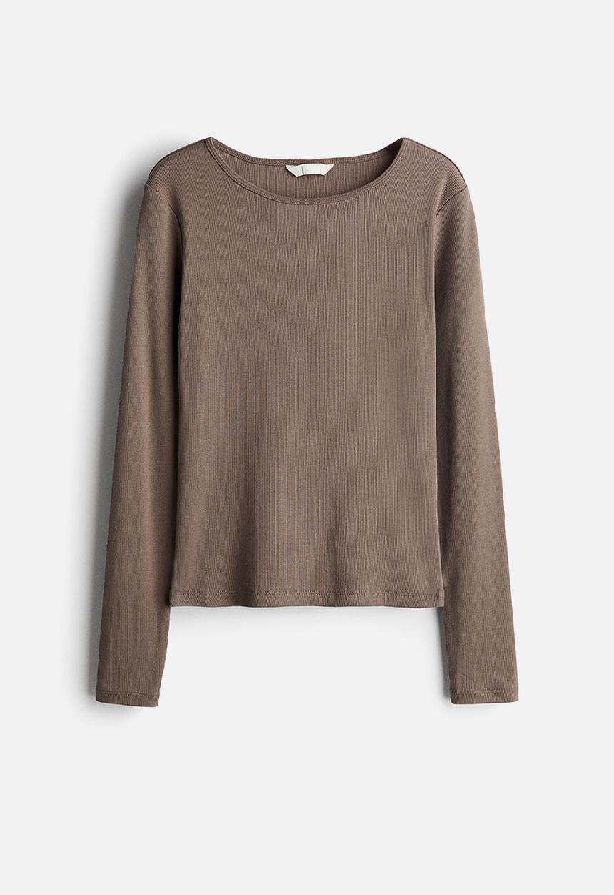 H&M - Ribbed jersey top - beige