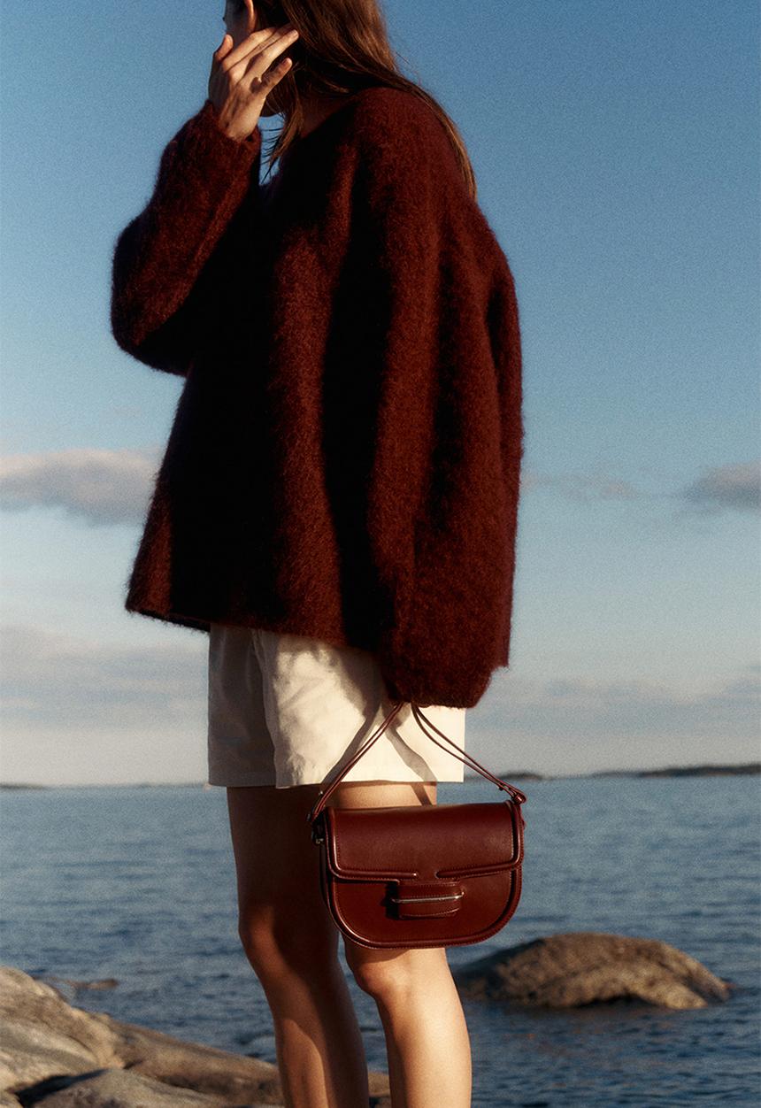 Oversized mohair-blend jumper - burgundy - 1242877008