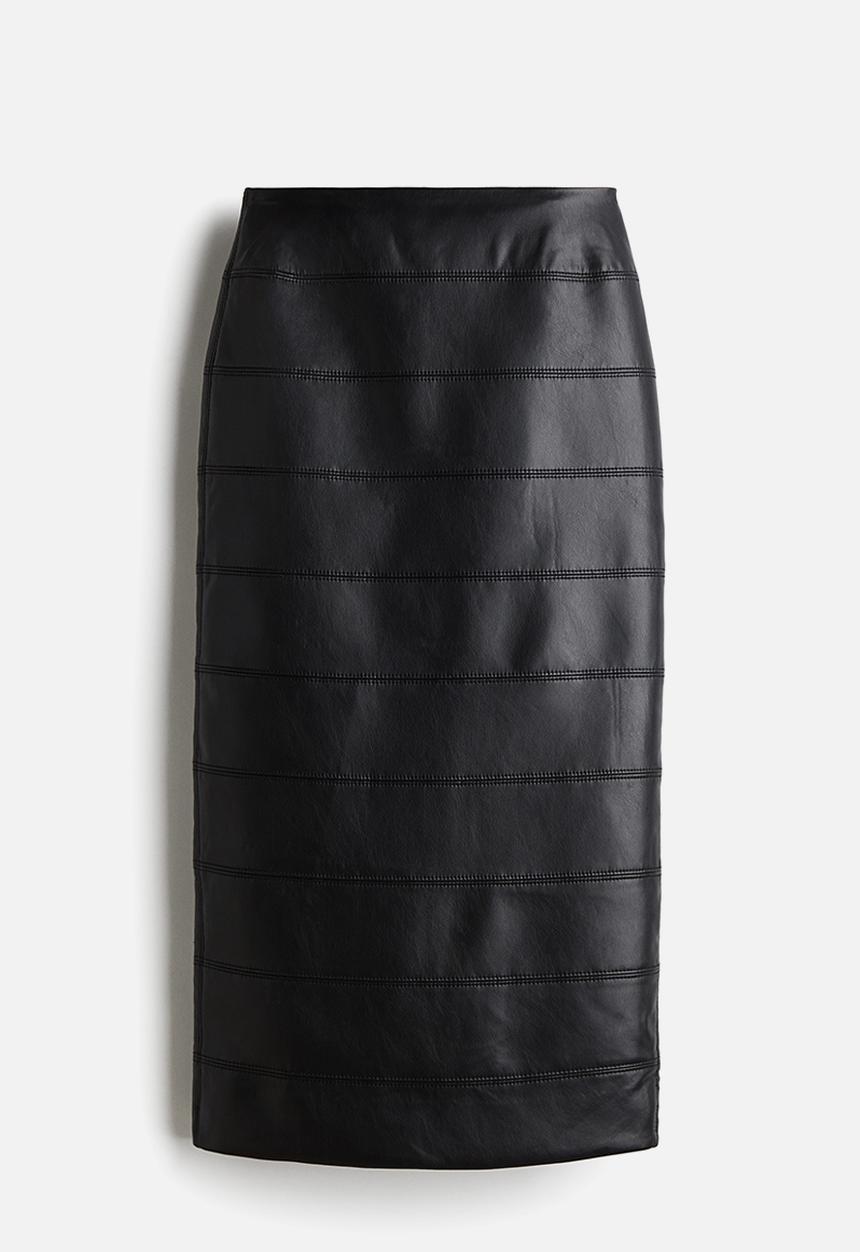 H&M - Coated pencil skirt - black