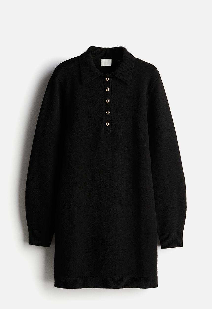 H&M - Fine-knit collared dress - black
