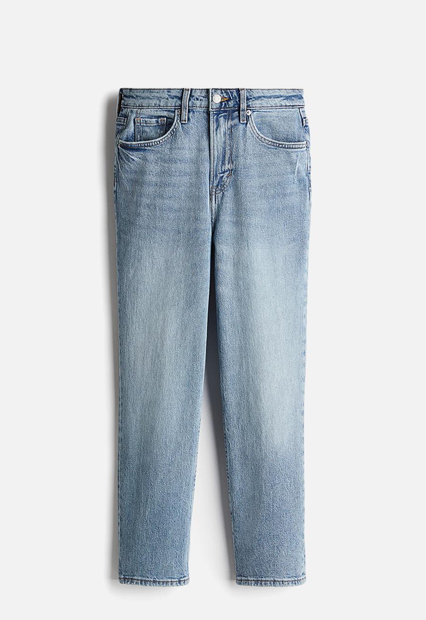 H&M - Curvy fit slim straight high ankle jeans - light denim blue