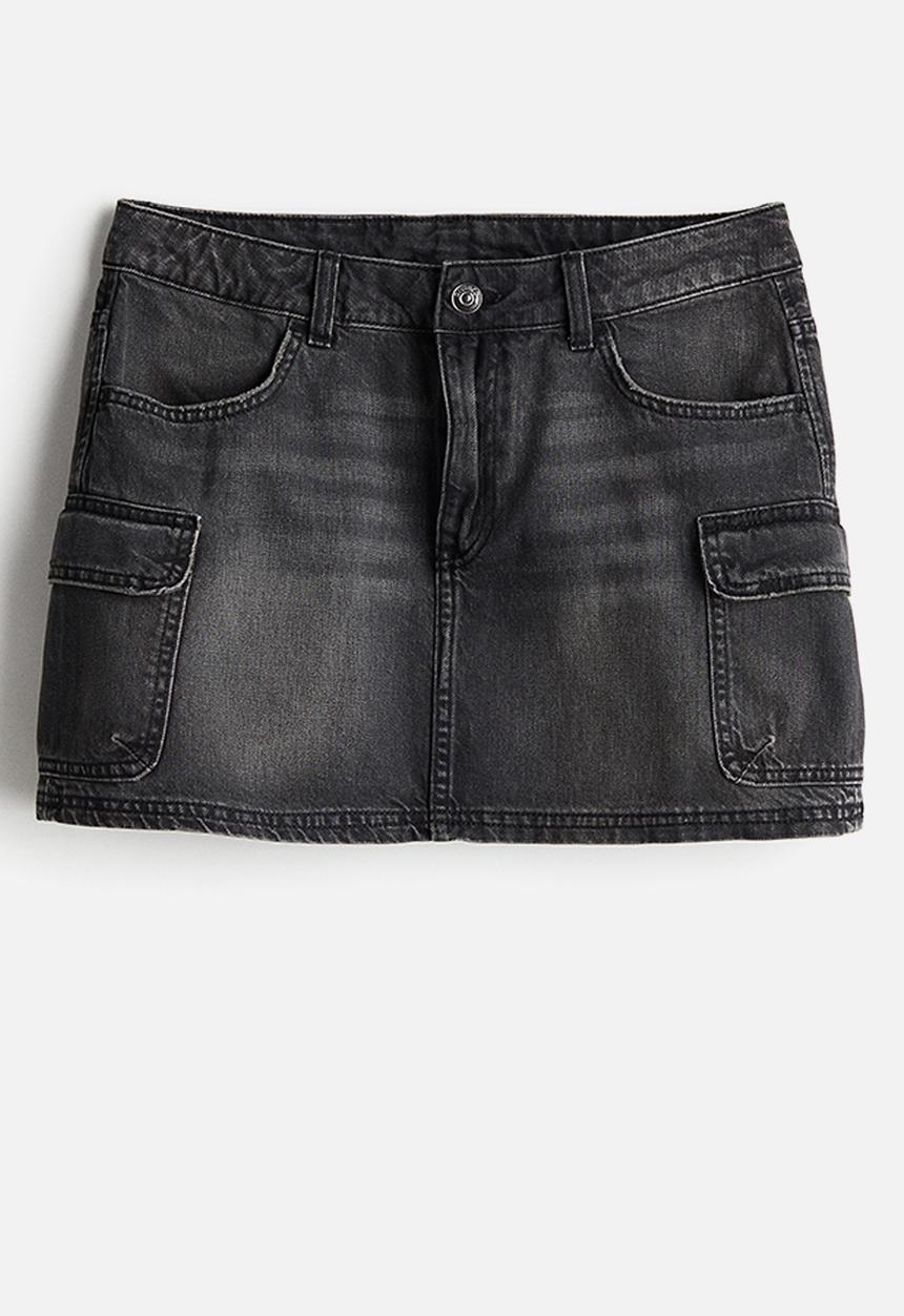 H&M - Denim cargo mini skirt - dark denim grey 