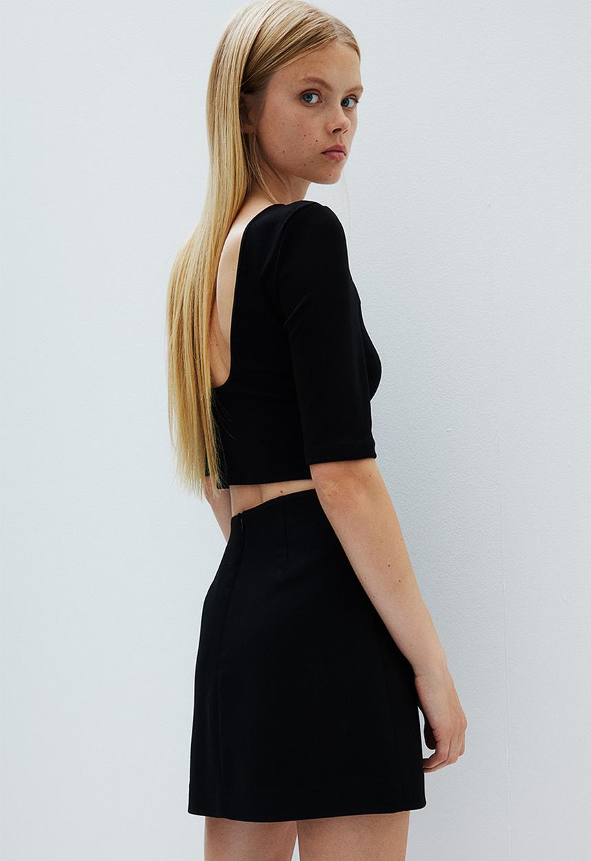 H&M - Button-front mini skirt - black