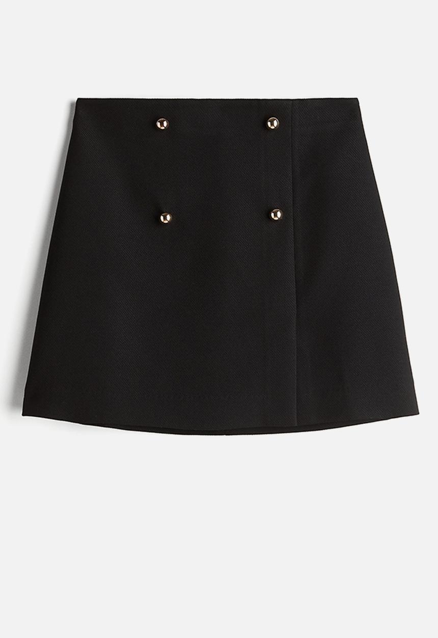H&M - Button-front mini skirt - black