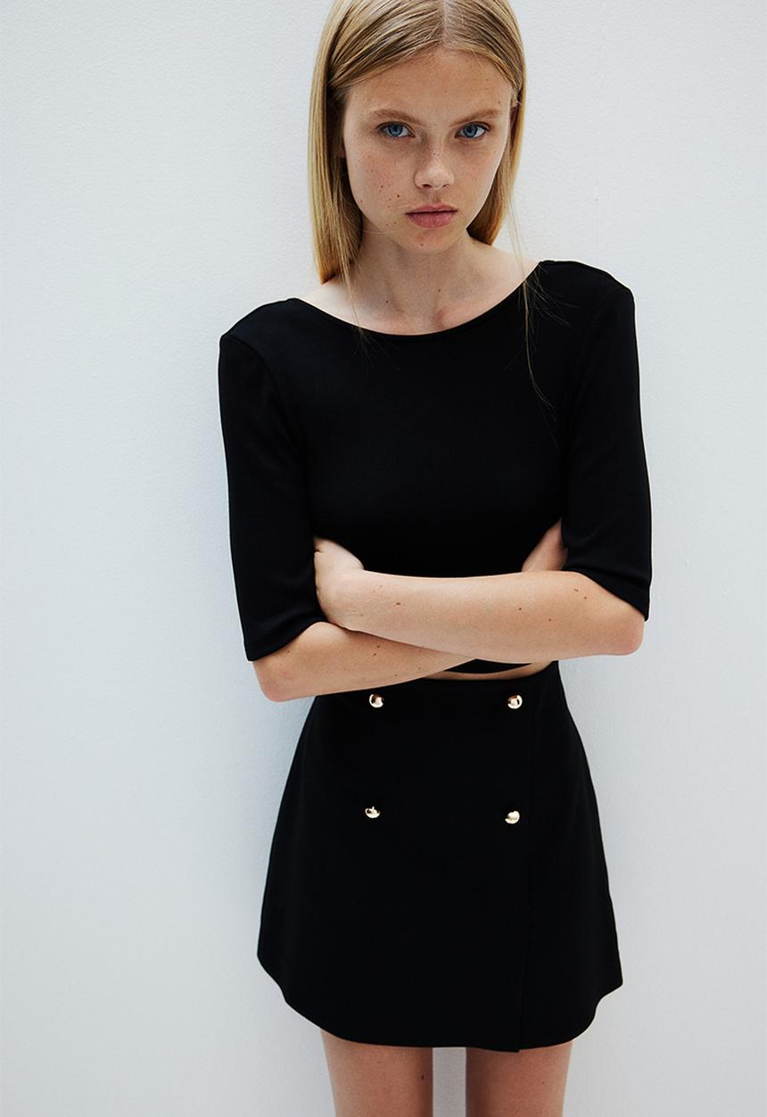 H&M - Button-front mini skirt - black