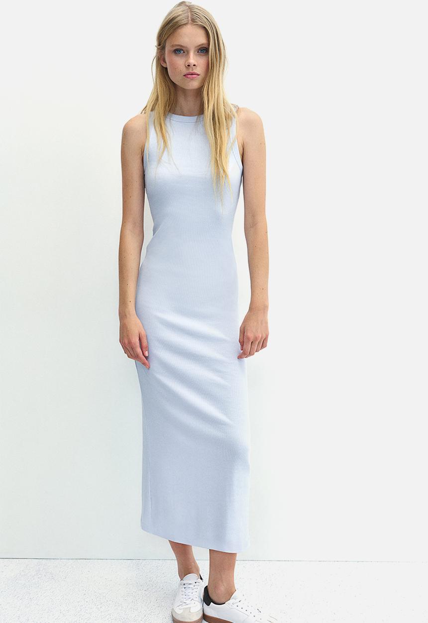 H&M - Ribbed bodycon dress - light blue 