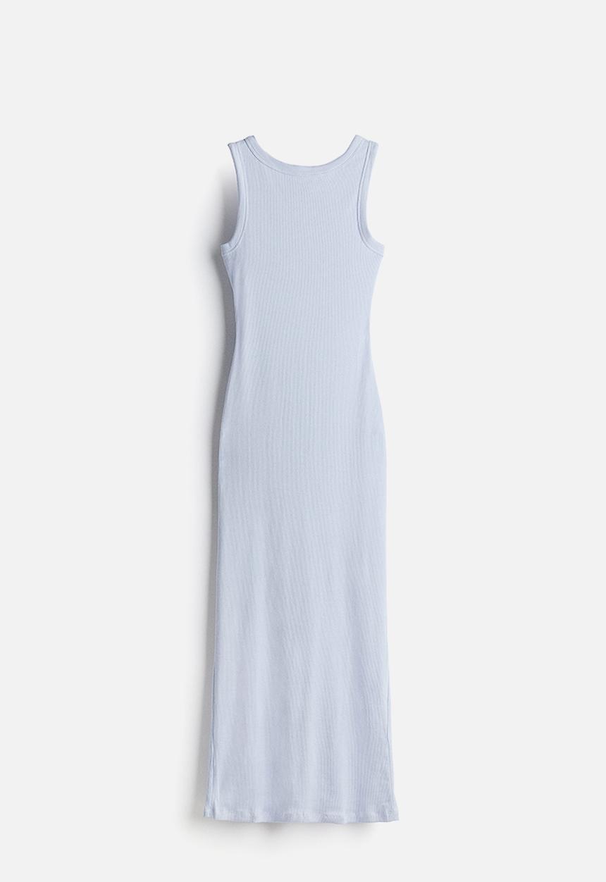 H&M - Ribbed bodycon dress - light blue 