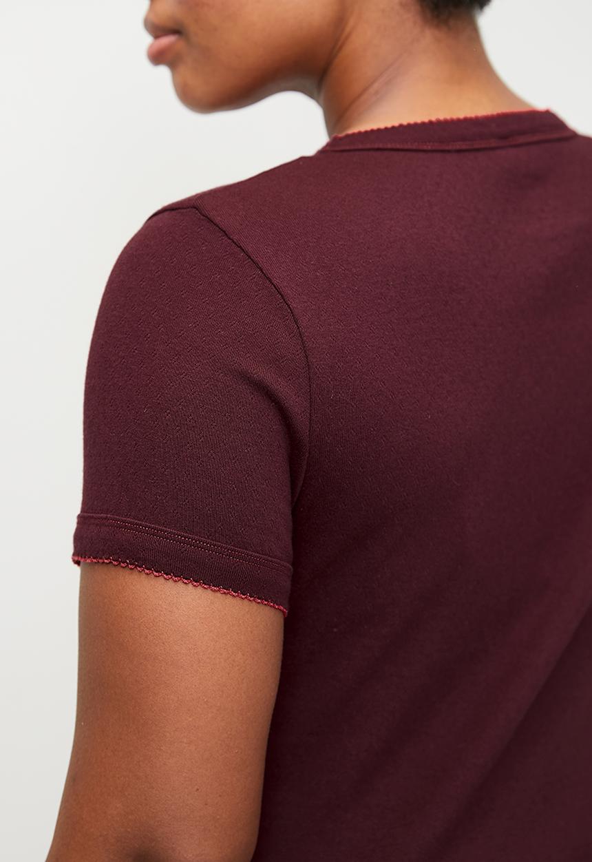 Cotton On - Plus Pointelle Rib Sleep Tee - Roses Are Red