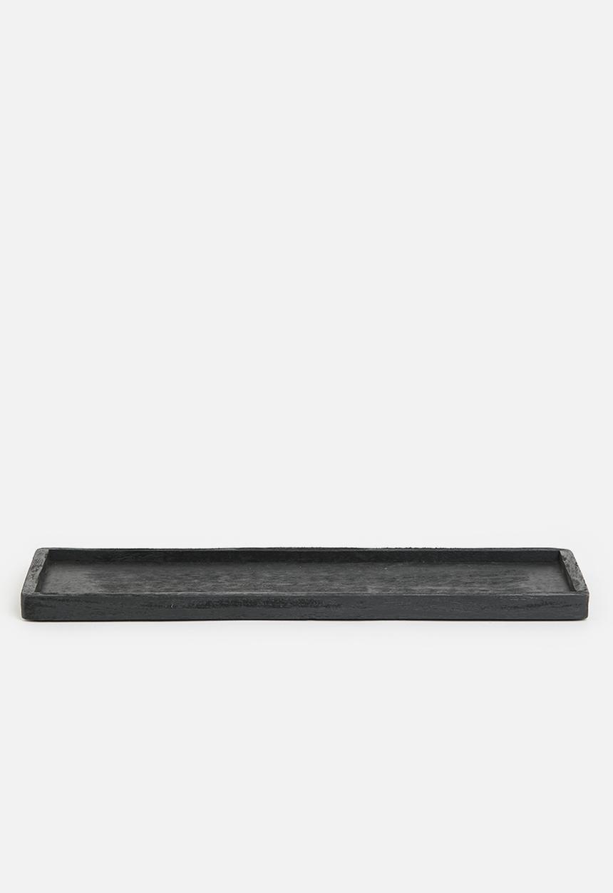 H&S - Oblong candle tray - black
