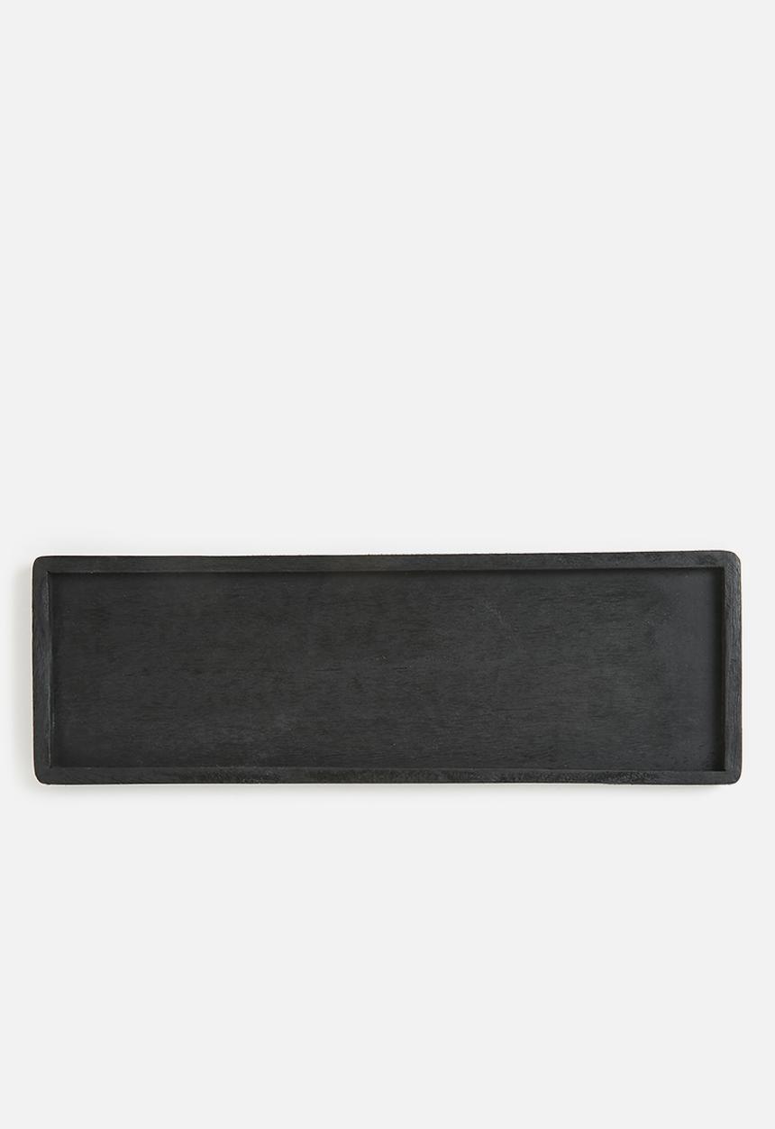 H&S - Oblong candle tray - black