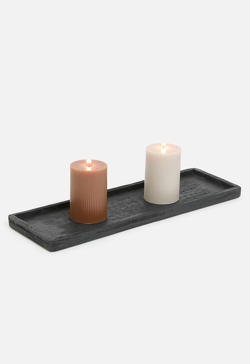 H&S - Oblong candle tray - black