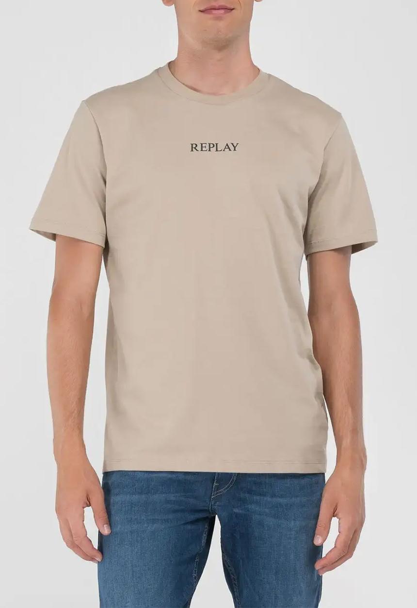 Replay - Centre chest logo T-shirt - light taupe